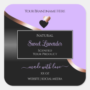 Lavender Black Wavy Rose Gold Hearts Product Label