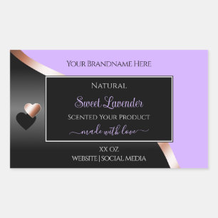 Lavender Black Wavy Rose Gold Hearts Product Label