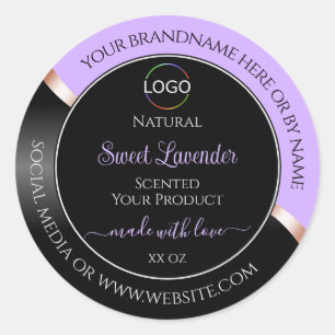 Lavender Black Wavy Rose Gold Logo Product Labels
