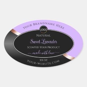 Lavender Black Wavy Rose Gold Logo Product Labels