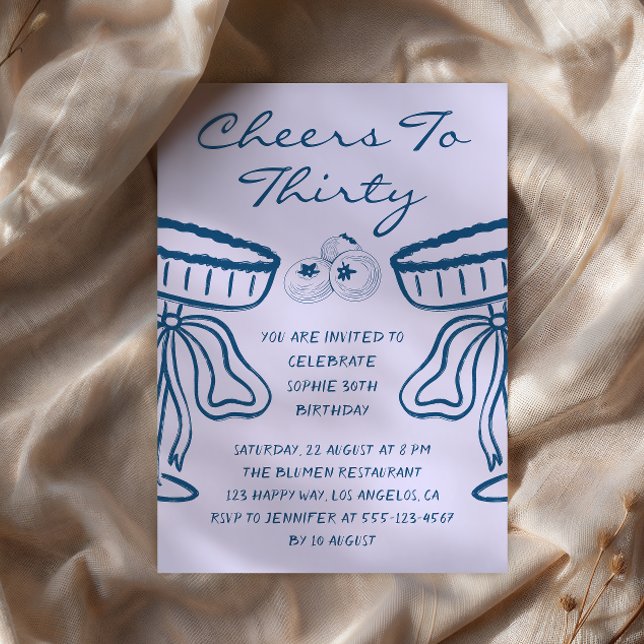 Lavender & Bleu Cheers to Thirty Vintage Birthday Invitation (Creator Uploaded)