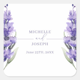 Lavender Bliss Elegant Watercolor Wedding Square Sticker