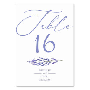 Lavender Bliss Elegant Watercolor Wedding Table Number