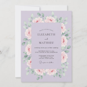 Lavender Blissful Floral Wedding Invitation