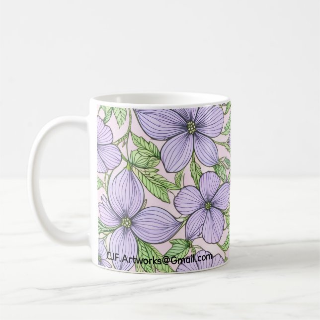 Lavender Bloom Floral Coffee Mug (Left)