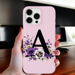 Lavender Bloom : Monogrammed Initial 'A'  iPhone 16 Pro Max Case