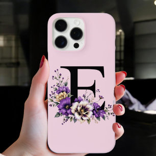 Lavender Bloom : Monogrammed Initial 'E'  iPhone 16 Pro Max Case