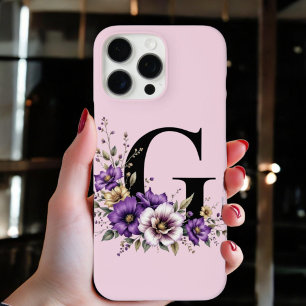 Lavender Bloom : Monogrammed Initial 'G' iPhone 16 Pro Max Case