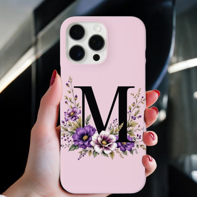 Lavender Bloom : Monogrammed Initial 'M'  Case-Mate iPhone Case (Creator Uploaded)
