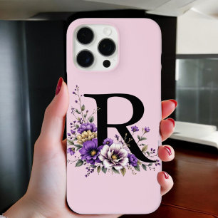 Lavender Bloom : Monogrammed Initial 'R'  iPhone 16 Pro Max Case