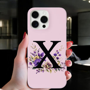 Lavender Bloom : Monogrammed Initial 'X' iPhone 16 Pro Max Case