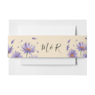 Lavender Bloom Watercolor Wildflower Wedding Invitation Belly Band