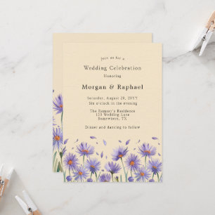 Lavender Bloom Watercolor Wildflowers Wedding Invitation