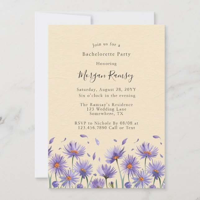 Lavender Bloom Wildflowers Bachelorette Party Invitation (Front)