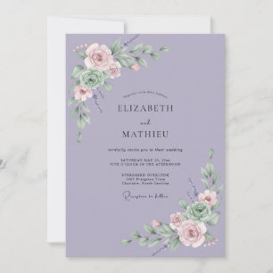 Lavender Blooming Garland Wedding Invitation