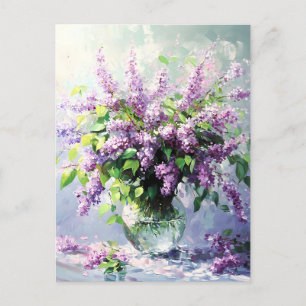 Lavender Blooming Lilac Bouquet Announcement Postcard