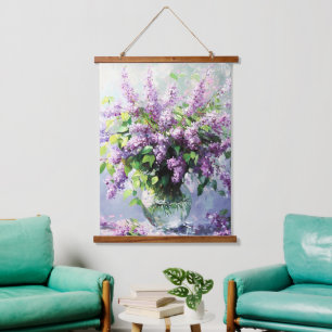 Lavender Blooming Lilac Bouquet Hanging Tapestry