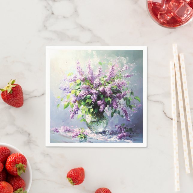Lavender Blooming Lilac Bouquet Napkin (Insitu)