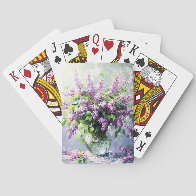 Lavender Blooming Lilac Bouquet Playing Cards (Back)