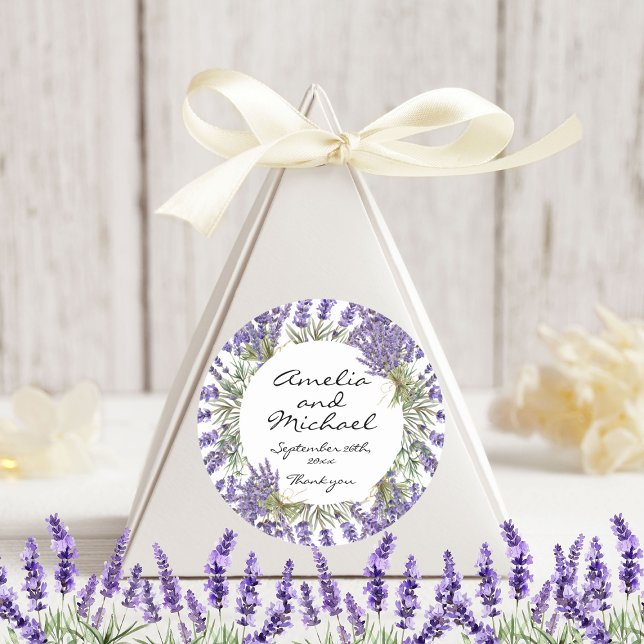 Lavender Blossom Garden Wedding Classic Round Sticker (Creator Uploaded)
