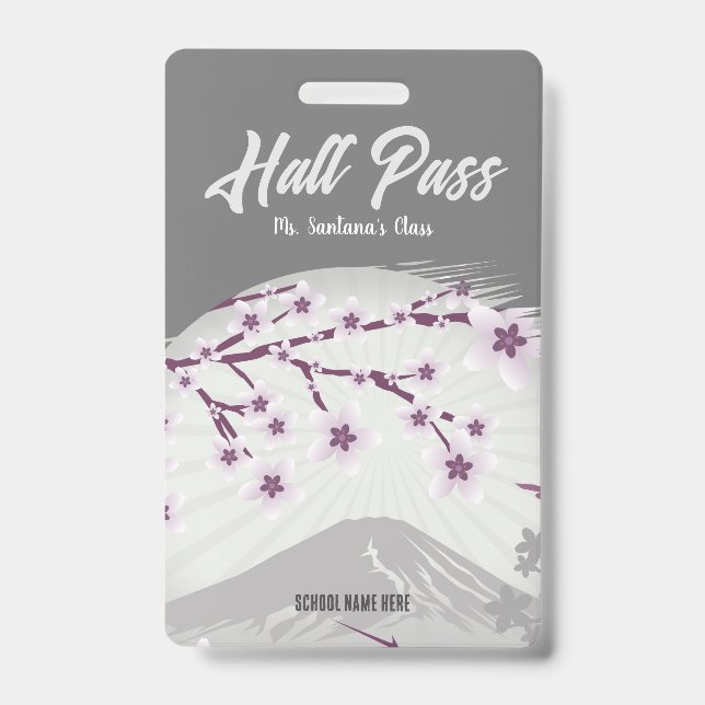 Lavender Blossom Hall Pass Badge ID Badge (Front)