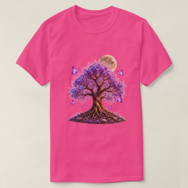 Lavender Blossom Moon Tree T-Shirt (Design Front)