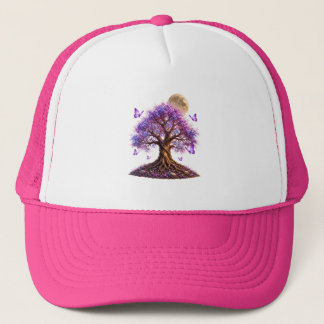 Lavender Blossom Moon Tree Trucker Hat