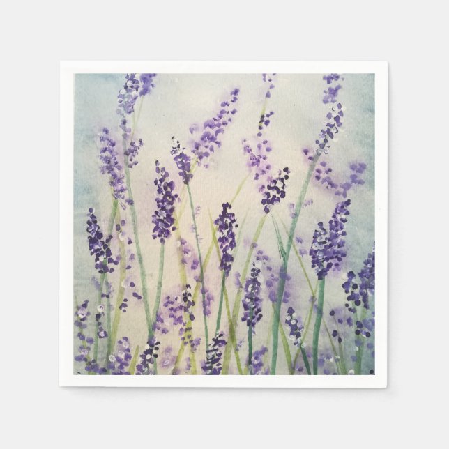 Lavender Blossom Watercolor Napkins (Front)