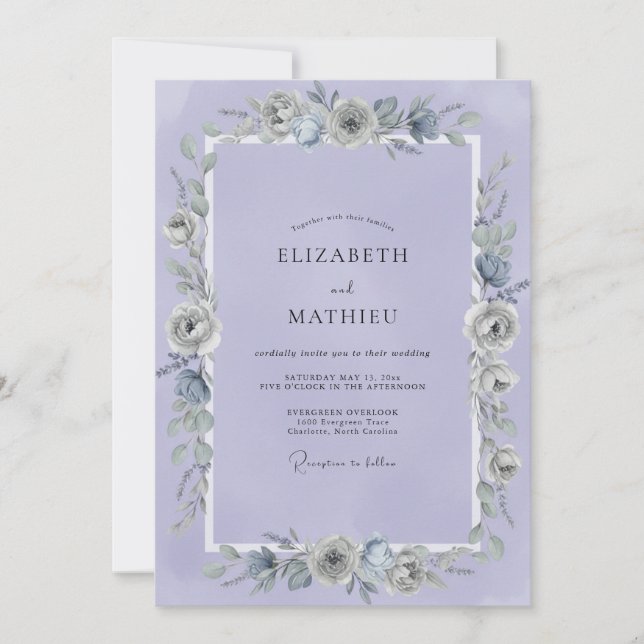 Lavender Blossom Wedding Invitation (Front)