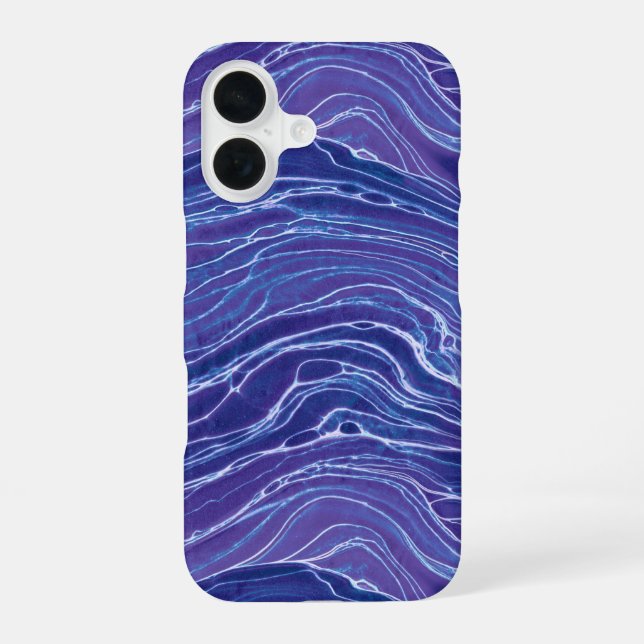 Lavender Blue Abstract Waves Pattern  iPhone 16 Case (Back)