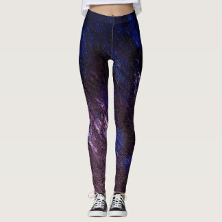 Lavender Blue and Black Abstract Dance Leggings