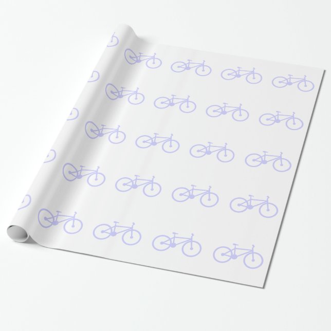 Lavender Blue Bicycle Wrapping Paper (Unrolled)