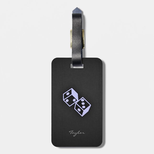 Lavender Blue Casino Dice Luggage Tag (Back Vertical)