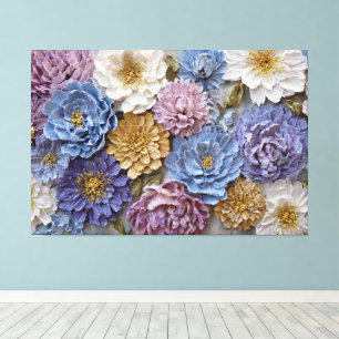 Lavender, Blue, Cream, and Golden Yellow Bouquet Canvas Print