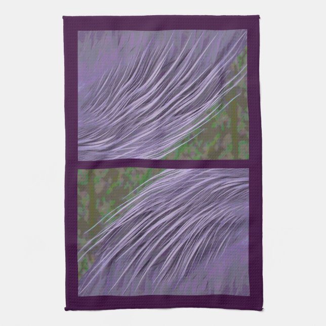 Lavender Blue Feathers Tea Towel (Vertical)