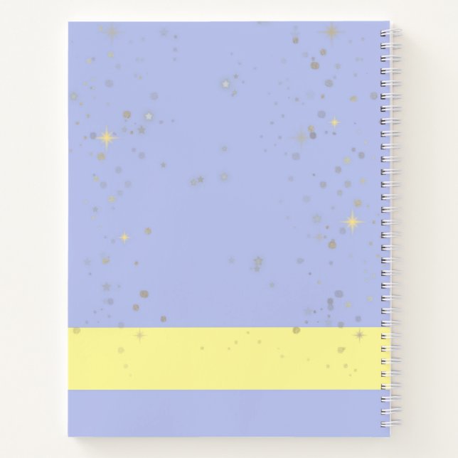 Lavender Blue Gold Starry Sky Celestial Notebook (Back)