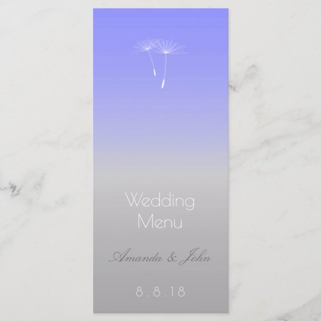 Lavender Blue Grey Ombre Wedding Menu (Front)