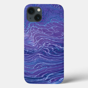 Lavender Blue Lace Marble Acrylic Abstraction iPhone 13 Case