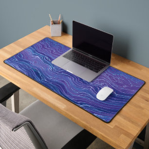 Lavender Blue Lace Marble Acrylic Abstraction Desk Mat