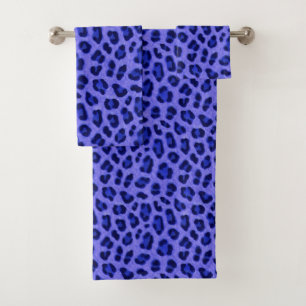 Lavender Blue Leopard Animal Print Skin Pattern Bath Towel Set