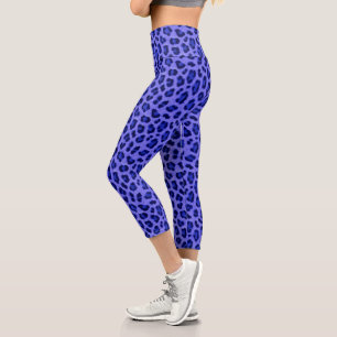 Lavender Blue Leopard Animal Print Skin Pattern  Capri Leggings