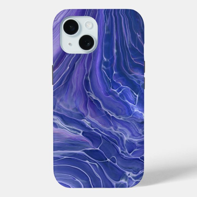Lavender Blue Marble Acrylic Abstract Case-Mate iPhone Case (Back)