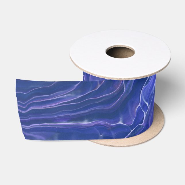 Lavender Blue Marble Acrylic Abstract Satin Ribbon (Spool)