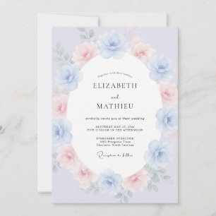 Lavender Blue Painterly Blossom Wedding Invitation