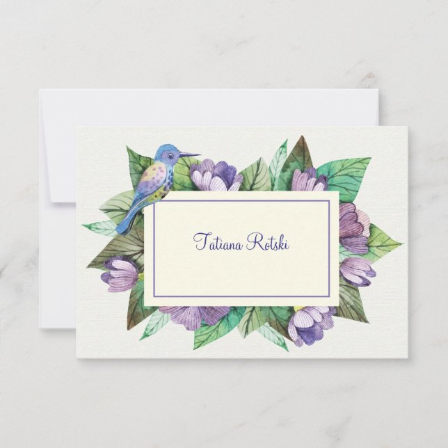 Lavender Blue Personalised Stationery Invitation (Front)