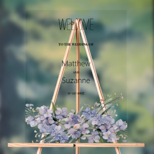 Lavender blue pink mint green wildflowers Welcome Acrylic Sign