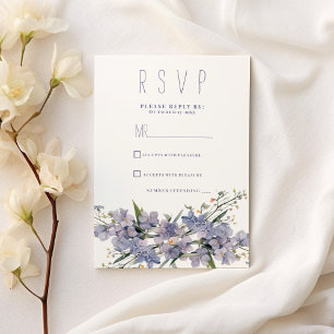Lavender blue pink mint wildflowers RSVP  Invitation