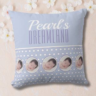 Lavender Blue Polka Dot Nursery Gift Cushion
