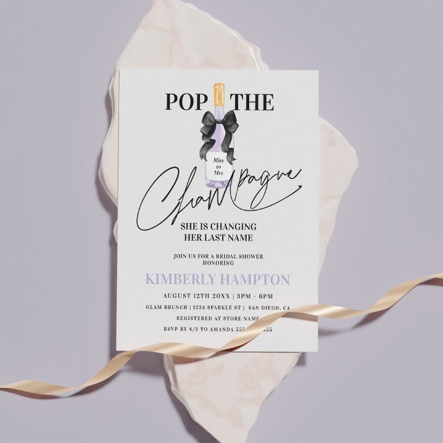 Lavender Blue Pop The Champagne Bridal Shower Invitation (Creator Uploaded)