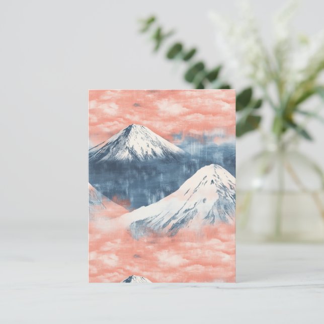 Lavender Blue Snow Mountain Sunset Pattern Postcard (Standing Front)